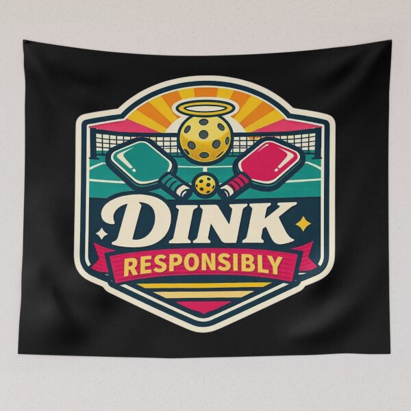 Item preview, Dink Responsibly – Vintage Pickleball Court Badge designed and sold by Timeless Junction.