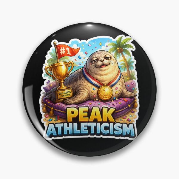 Item preview, Peak Athleticism Funny Seal Meme Sticker – Lazy Chubby Seal Champion Trophy Design designed and sold by lazygum.