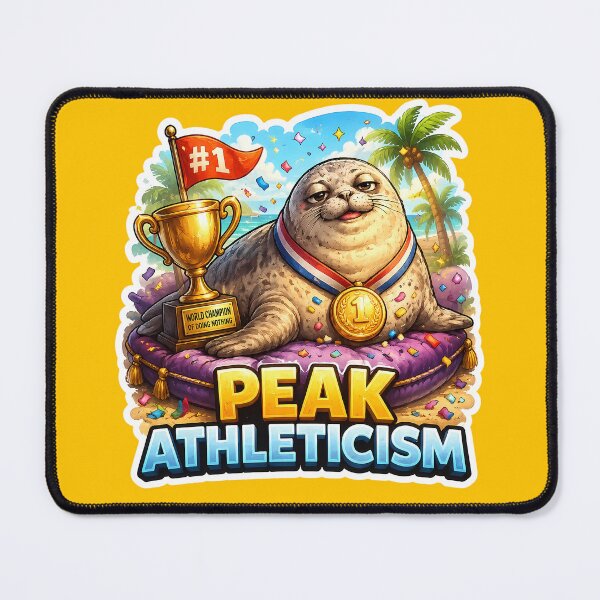 Item preview, Peak Athleticism Funny Seal Meme Sticker – Lazy Chubby Seal Champion Trophy Design designed and sold by lazygum.