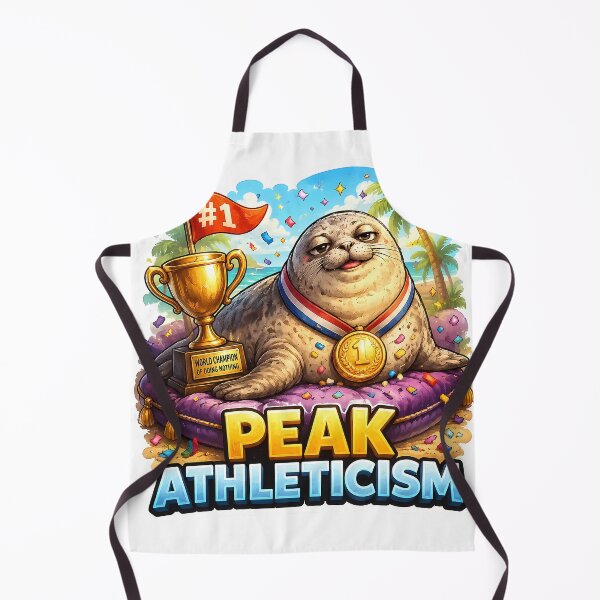 Item preview, Peak Athleticism Funny Seal Meme Sticker – Lazy Chubby Seal Champion Trophy Design designed and sold by lazygum.