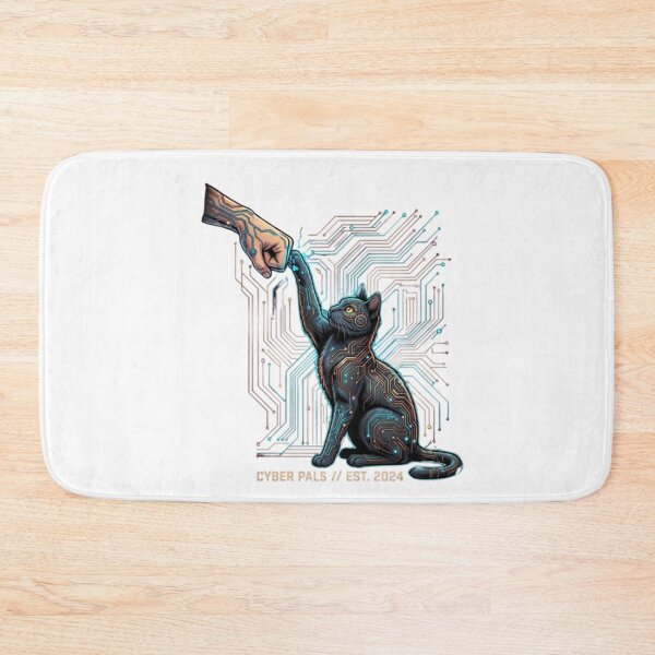 Item preview, Cyber Pals – Circuit Board Cat and Human Fist Bump Sci-Fi Art designed and sold by RaresS.