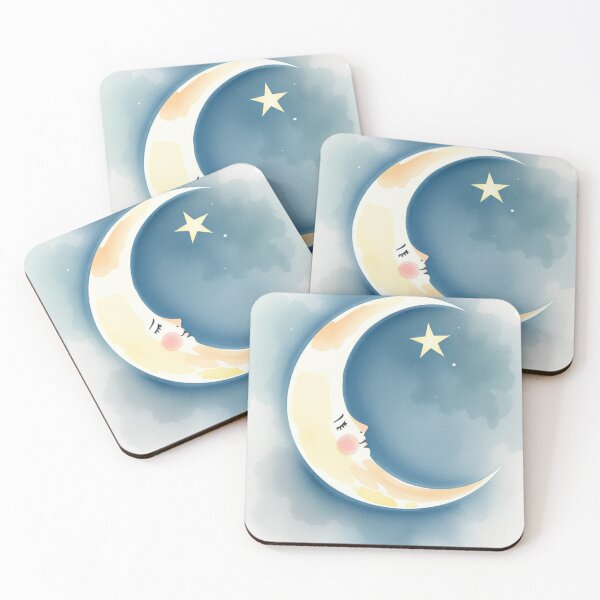 Item preview, Watercolor Sleeping Moon Celestial Nursery Art designed and sold by Vida e Arte.