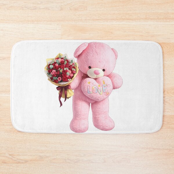 Item preview, Cute Pink Teddy Bear with Rose Bouquet  designed and sold by LaylaArtStudio.