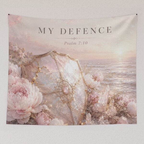 Item preview, My Defence Psalm 7 10 Bible Verse Pink Crystal Shield designed and sold by mizuNgrace.