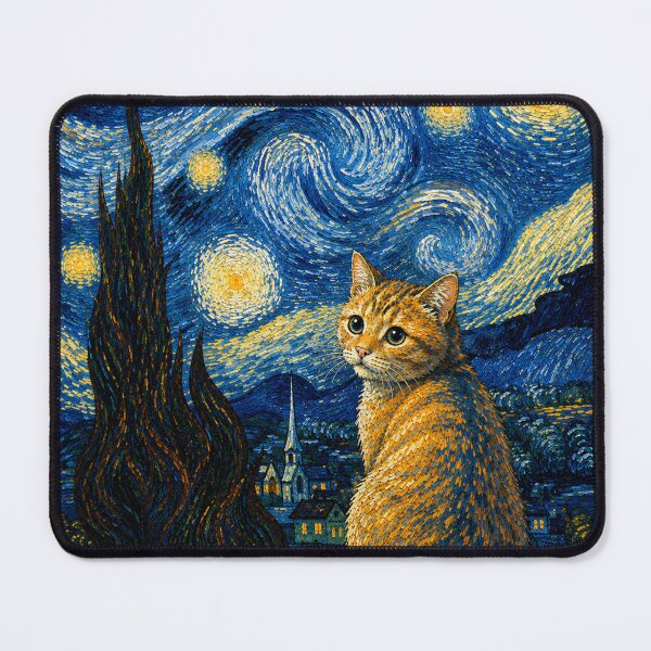Item preview, Lost in Space Cat | Starry Night Inspired Cosmic Cat Art designed and sold by Zenvy Studio.