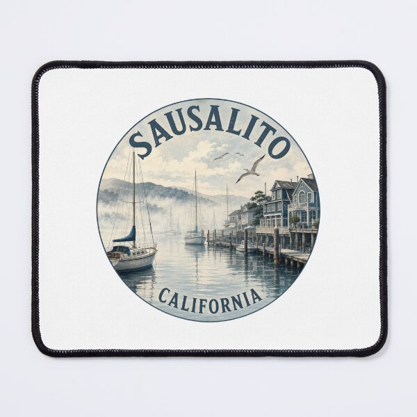 Item preview, Sausalito California: Marina Foggy Morning Badge designed and sold by CircinusStore.