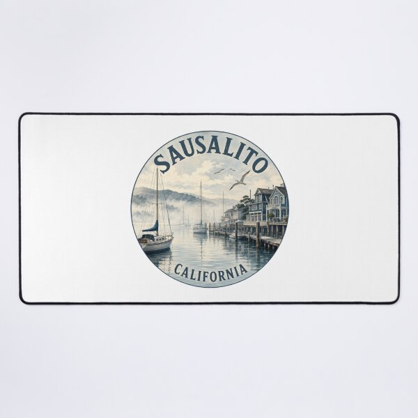 Item preview, Sausalito California: Marina Foggy Morning Badge designed and sold by CircinusStore.