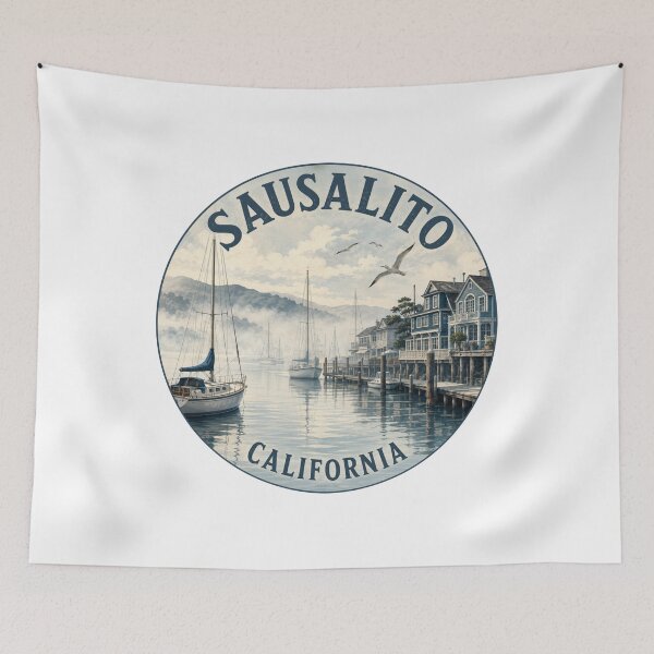 Item preview, Sausalito California: Marina Foggy Morning Badge designed and sold by CircinusStore.