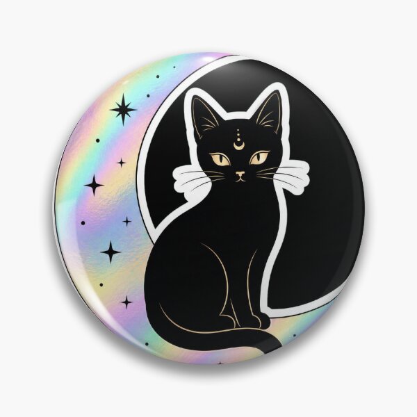 Item preview, Celestial Holographic Black Cat & Crescent Moon Sticker designed and sold by PrismaticAura.