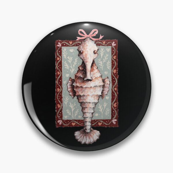 Item preview, Hand Painted Folk Art Seahorse with Pink Bow designed and sold by OceansMatter.