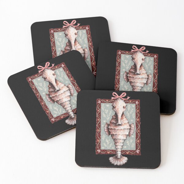 Item preview, Hand Painted Folk Art Seahorse with Pink Bow designed and sold by OceansMatter.