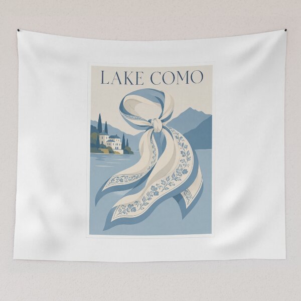 Item preview, Lake Como Silk Scarf Travel Poster designed and sold by Beyond Destinations.