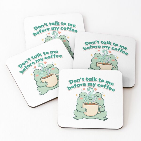 Item preview, Cute Frog Don't Talk Before Coffee designed and sold by Desola-Studio.