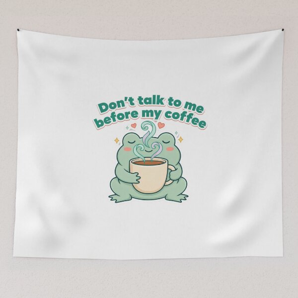 Item preview, Cute Frog Don't Talk Before Coffee designed and sold by Desola-Studio.