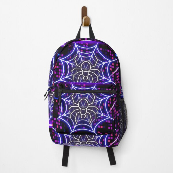 Item preview, Cyberpunk Neon Spider Web City - Glowing Retro Gaming Halloween Sticker designed and sold by alalame.