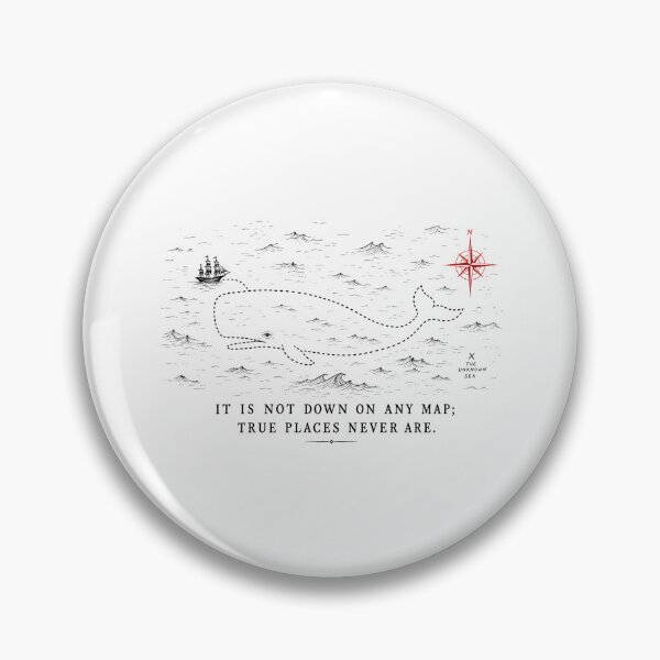 Item preview, True Places Never Are Map Quote Moby Dick Whale Compass Rose designed and sold by Fenay Designs.
