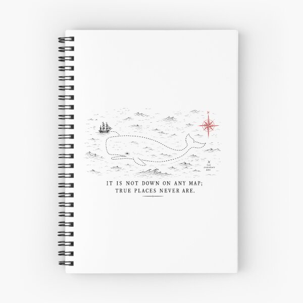 Item preview, True Places Never Are Map Quote Moby Dick Whale Compass Rose designed and sold by Fenay Designs.