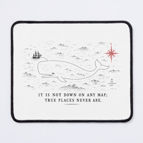 Item preview, True Places Never Are Map Quote Moby Dick Whale Compass Rose designed and sold by Fenay Designs.