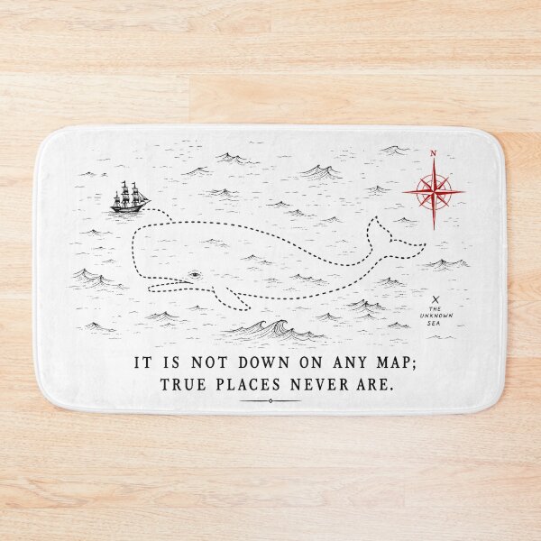 Item preview, True Places Never Are Map Quote Moby Dick Whale Compass Rose designed and sold by Fenay Designs.