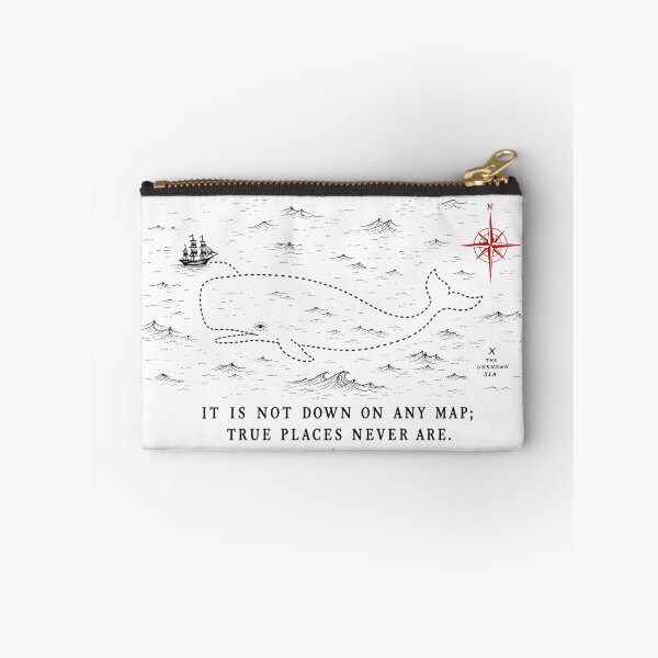 Item preview, True Places Never Are Map Quote Moby Dick Whale Compass Rose designed and sold by Fenay Designs.