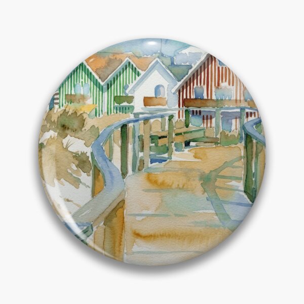 Item preview, Costa Nova Striped Beach Houses Watercolor designed and sold by caracatita75.