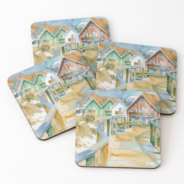 Item preview, Costa Nova Striped Beach Houses Watercolor designed and sold by caracatita75.