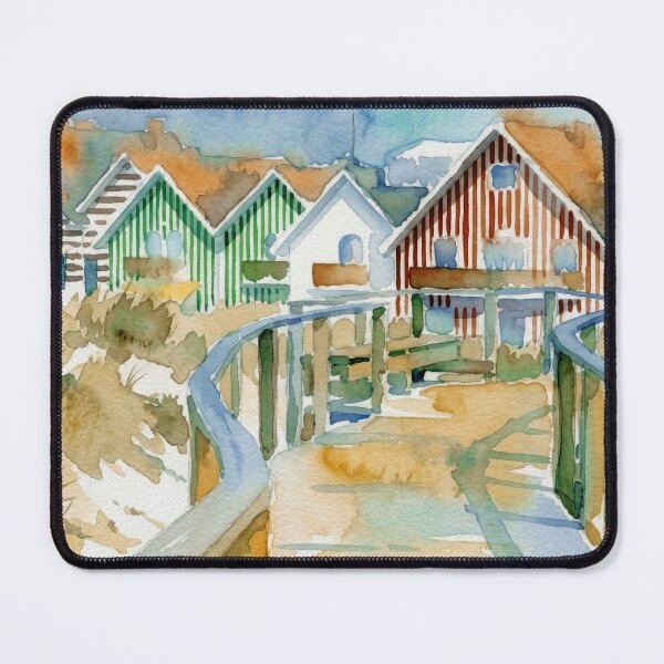 Item preview, Costa Nova Striped Beach Houses Watercolor designed and sold by caracatita75.