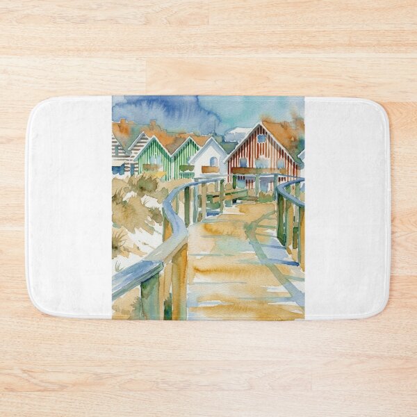 Item preview, Costa Nova Striped Beach Houses Watercolor designed and sold by caracatita75.