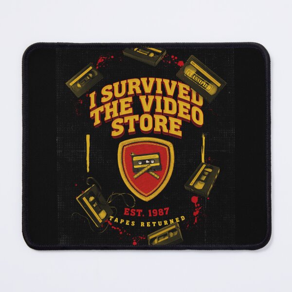 Item preview, I Survived the Video Store, Retro VHS Horror 80s Nostalgia designed and sold by CryptReel.