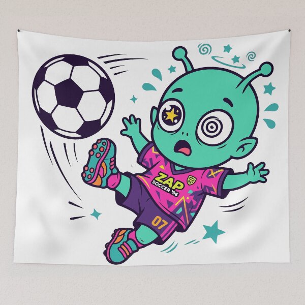 Item preview, Dizzy Alien Soccer Player Retro Cartoon designed and sold by dvsarts26.