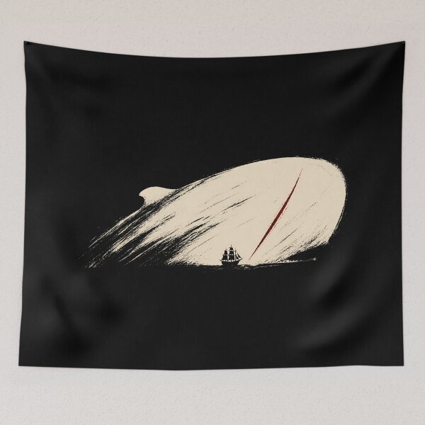 Item preview, Moby Dick Minimalist White Whale Red Scar Silhouette Art designed and sold by Fenay Designs.