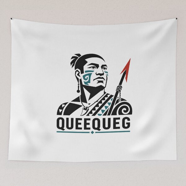 Item preview, Moby Dick Queequeg Harpoon Tribal Tattoo Graphic Art designed and sold by Fenay Designs.