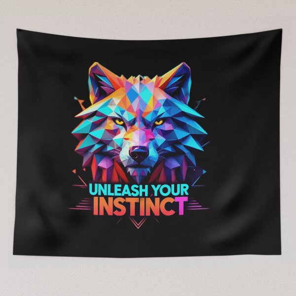 Item preview, UNLEASH YOUR INSTINCT – Bold Geometric Wolf Head Motivational Design designed and sold by Raslanity.