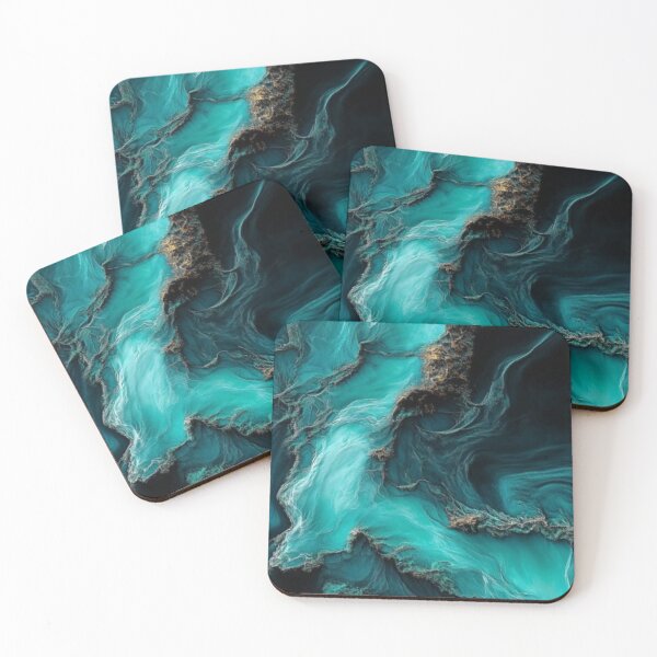 Item preview, Dark Teal and Gold Agate Texture Geode Fluid Marble Abstract designed and sold by LYAN-STORE.