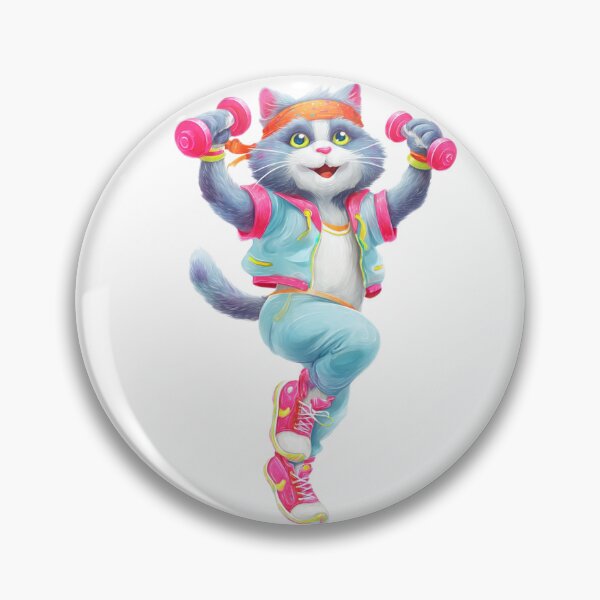 Item preview, Cute Gym Cat Lifting Pink Dumbbells designed and sold by Moody Vibes Studio.