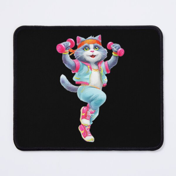 Item preview, Cute Gym Cat Lifting Pink Dumbbells designed and sold by Luna's World - Moody Vibes Studio.