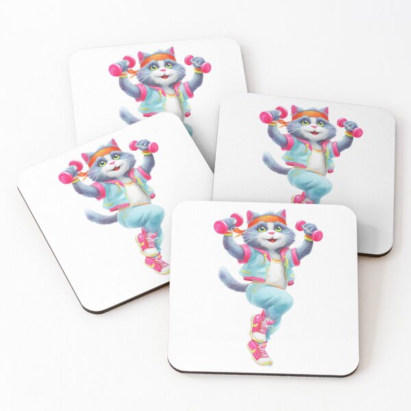 Item preview, Cute Gym Cat Lifting Pink Dumbbells designed and sold by Luna's World - Moody Vibes Studio.