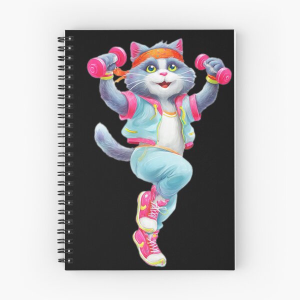 Item preview, Cute Gym Cat Lifting Pink Dumbbells designed and sold by Moody Vibes Studio.
