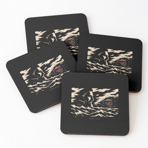 Item preview, Moby Dick Captain Ahab Red Glowing Eye Block Print Art designed and sold by Fenay Designs.