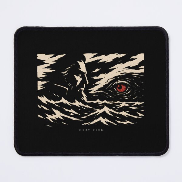 Item preview, Moby Dick Captain Ahab Red Glowing Eye Block Print Art designed and sold by Fenay Designs.