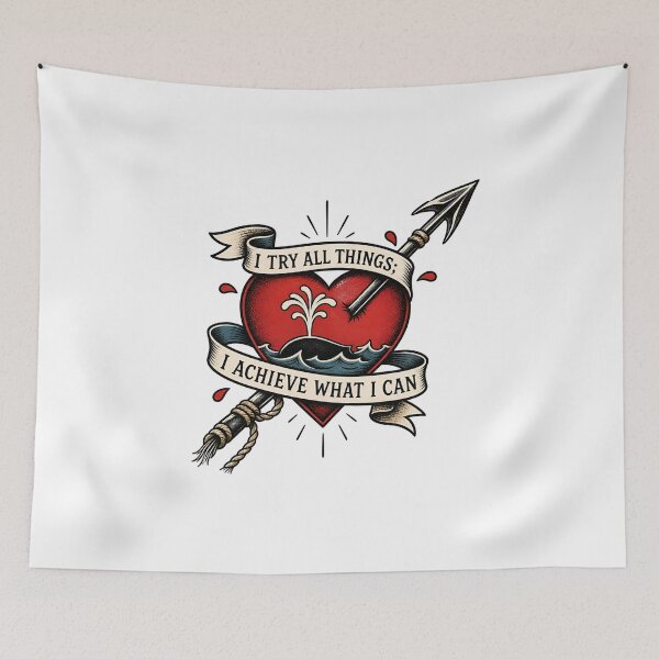 Item preview, Moby Dick American Traditional Tattoo Heart Harpoon Quote Art designed and sold by Fenay Designs.