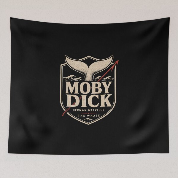 Item preview, Moby Dick Herman Melville The Whale Heraldic Shield Logo designed and sold by Fenay Designs.