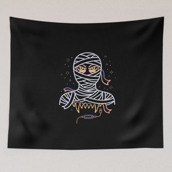 Item preview, Cyberpunk Neon Mummy Halloween - Glowing Gamer Egyptian Pharaoh Sticker designed and sold by alalame.