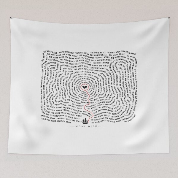 Item preview, Moby Dick Spiral Word Cloud White Whale Red Map Trail Art designed and sold by Fenay Designs.