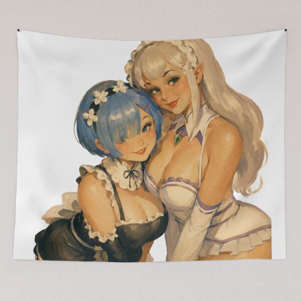 Item preview, Twin Maid Pinup – Re:Zero Inspired Vintage Anime Art designed and sold by Cosplayvintage.