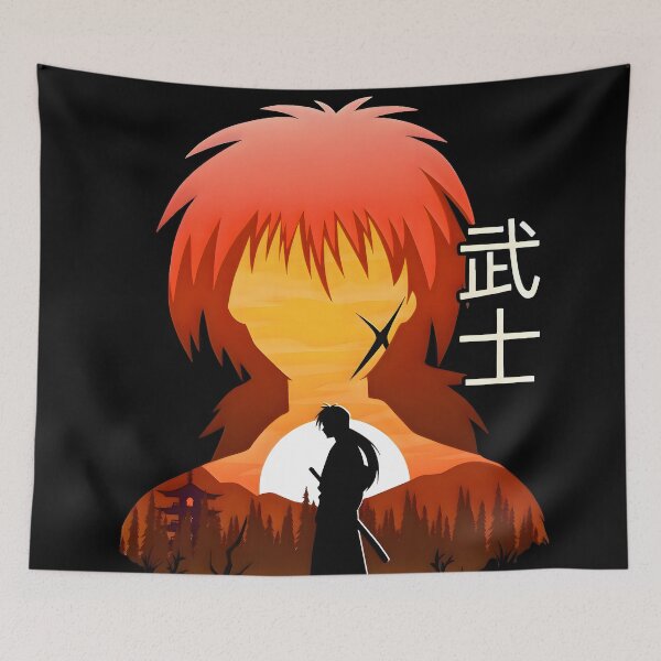 Item preview, The Samurai Soul Landscape - Himura Kenshin Double Exposure Kanji Art designed and sold by Teenkai.