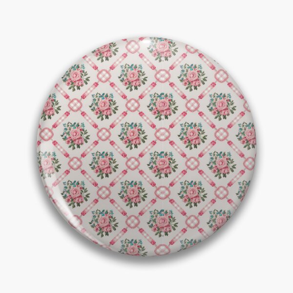 Item preview, Floral patterned design with pink roses and diagonal plaid accents on light background designed and sold by MiraCleAI.