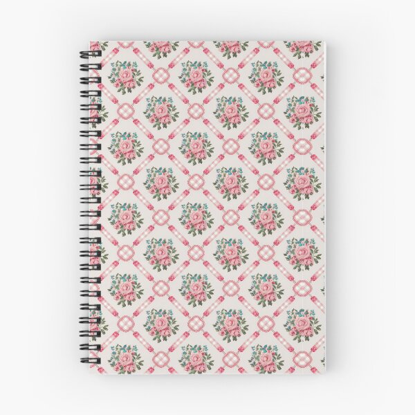 Item preview, Floral patterned design with pink roses and diagonal plaid accents on light background designed and sold by MiraCleAI.