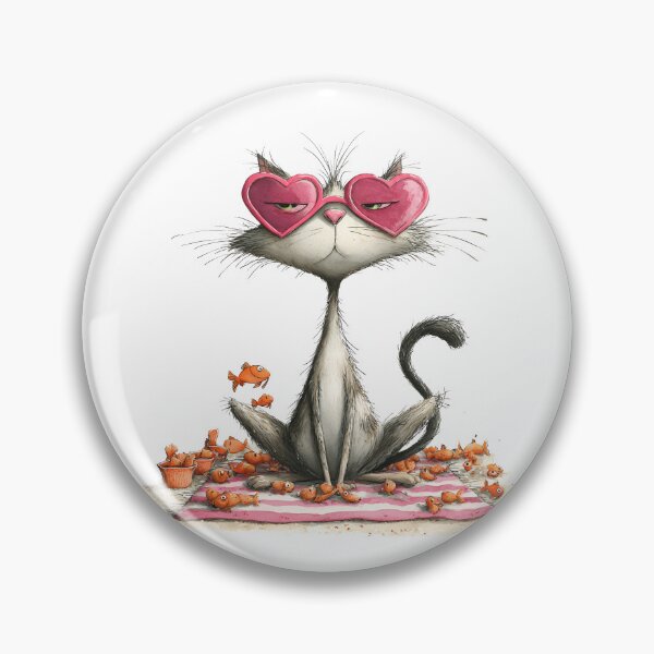 Item preview, Smug Cat with Heart Sunglasses and Goldfish Picnic designed and sold by GlimmerAura.