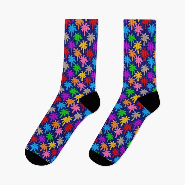 Item preview, Colorful Rainbow Palm Trees Design - Blue  designed and sold by PatternTitan.